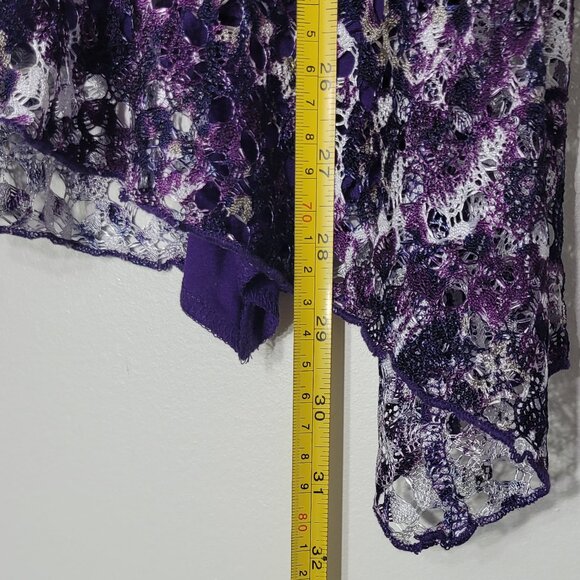 Brochure Women's Purple White Abstract Short Sleeve Scoop Neck Office Casual XL - Picture 8 of 10